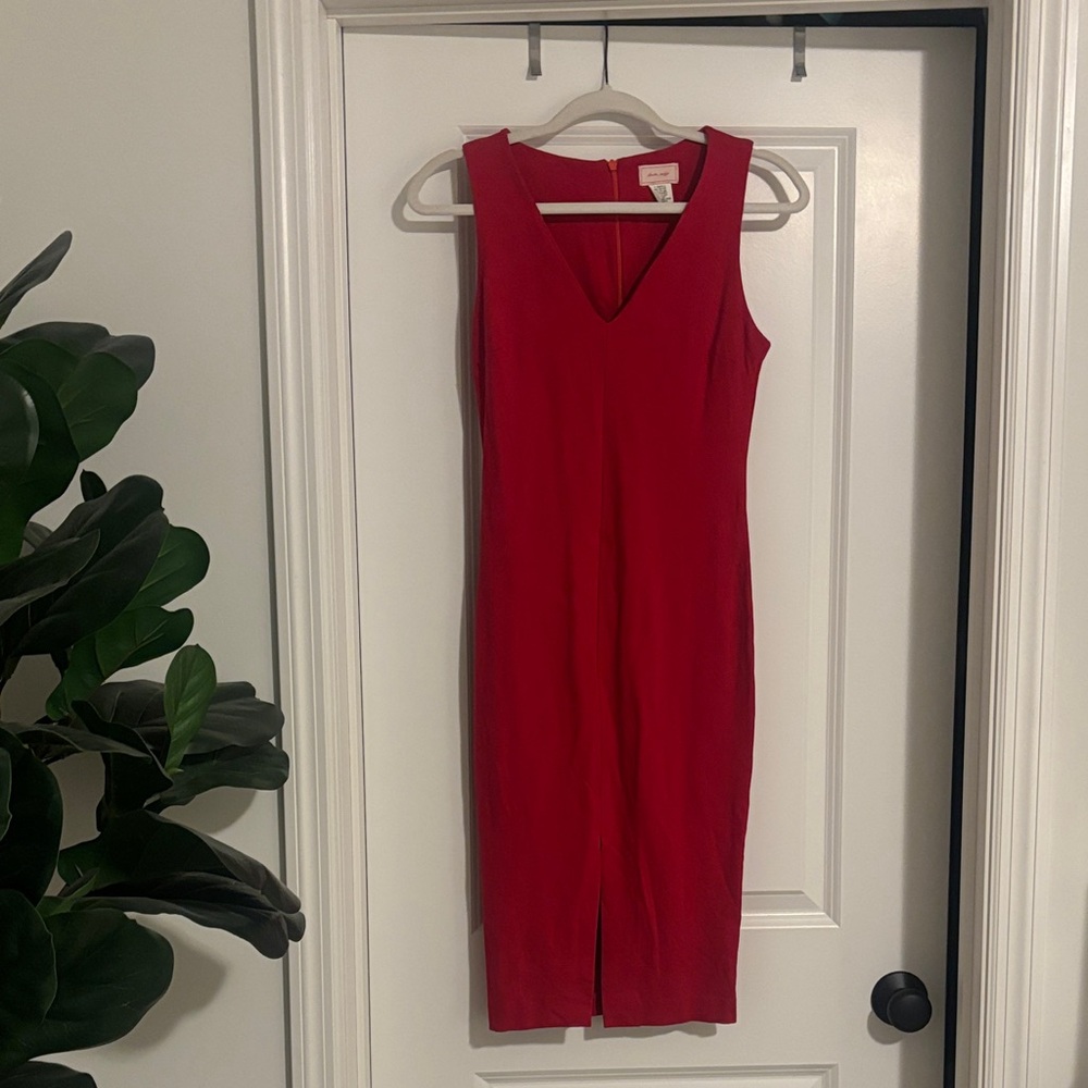 love...ady Red Sleeveless V-Neck Midi Dress